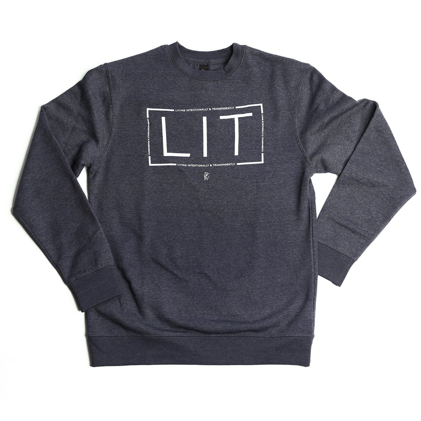 "LIT" Heather Navy Sweatshirt (Unisex)